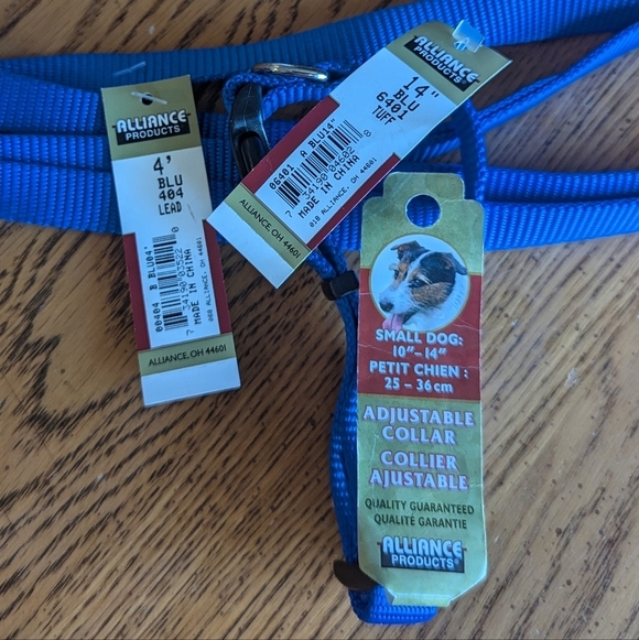 New Alliance Adjustable collar Sz Small 10-14" & leash 4 feet lead, blue - Picture 10 of 10